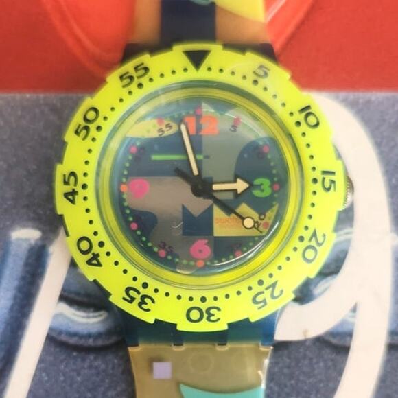 Swatch watch OVER THE WAVE SDN105 1993 Scuba New Old Stock - Picture 1 of 8
